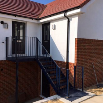 Exterior metal stairs