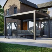 PergoSTET - 3m x 4m Pergola With 3 Drop Sides & LED Lighting - Grey