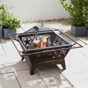 Star Outdoor Fireplace with Mesh Lid, Grill & Poker - Large Steel Fireplace
