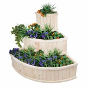 Three-Tiered Cascade Wooden Planter - Wooden Three-Tiered Cascade Planter