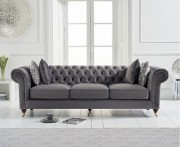 Camara Chesterfield Chesterfield Grey Velvet 3 Seater Sofa from the company First Furniture