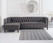 Tino Grey Velvet Left Facing Chaise Sofa