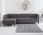 Tino Grey Velvet Left Facing Chaise Sofa from the company First Furniture