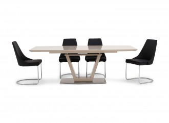 Fairmont Valente Ext Cream High Gloss Dining Table + 6 Mya Chairs