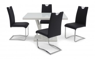 Fairmont Valentino White High Gloss Dining Table + 4 Gabi Chairs