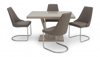 Fairmont Valentino Cream High Gloss Dining Table + 4 Mya Chairs