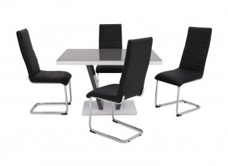 Fairmont Valentino Grey High Gloss Dining Table + 4 Hugo Chairs