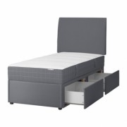 3ft Single Divan Bed Base in Grey Faux Leather